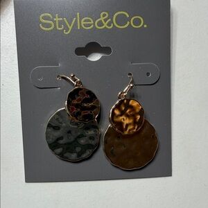 Style & Co. Black and Gold Textured Earrings